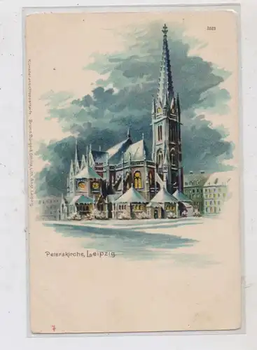 0-7000 LEIPZIG, Peterskirche im Schnee, Künstler-Karte, Bürger & Ottilie # 2029