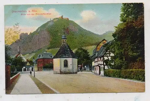 5340 BAD HONNEF - RHÖNDORF, Marienkapelle, Rgöndorfer-Allee, Blick auf den Drachenfels, 1908 Trenkler