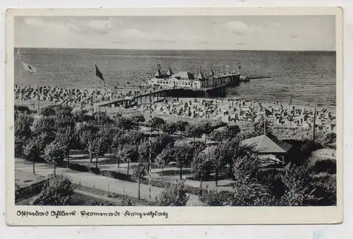 0-2255 HERINGSDORF - AHLBECK, Promenade, NS - Beflaggung, 1952 verschickt