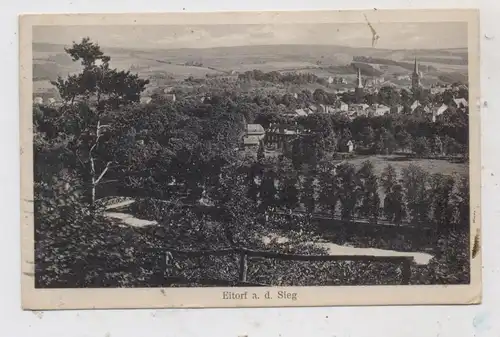 5208 EITORF, Blick über die Sieg / Siegbrücke auf den Ort, 1929