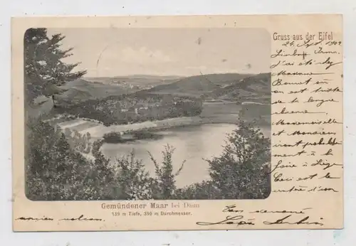 5568 DAUN - GEMÜND, Gruss vom Gemündener Maar, 1902, Bernhoeft - Design