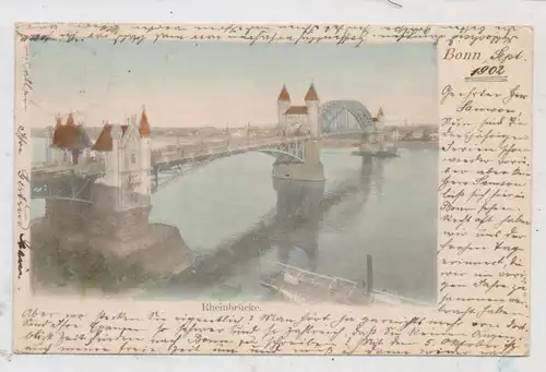 5300 BONN, Rheinbrücke, handcoloriert, 1902