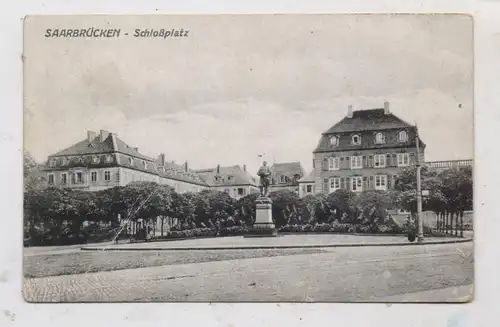 6600 SAARBRÜCKEN, Schloßplatz, Bismarck-Denkmal, 1919, Nachgebühr nach Frankreich, Druckstelle