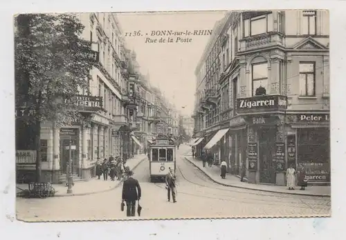5300 BONN, Poststrasse, Hotel Continental, Strassenbahn, 1925