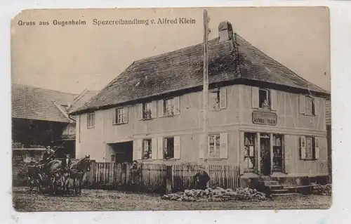 F 67270 GUGENHEIM / GOUGENHEIM, Spezereihandlung von Alfred Klein, belebte Szene, Eckmangel