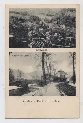 5800 HAGEN - DAHL, Gasthof zur Post, Totalansicht, 1921, rücks. Klebereste