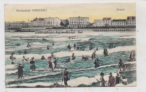 2982 NORDERNEY, Strandleben, belebte Szene, handcoloriert