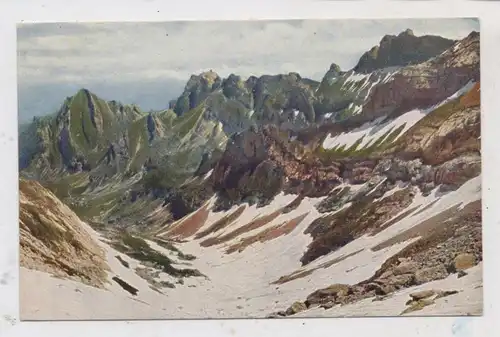 CH 9064 HUNDWIL AA, Am Aufstieg zum Säntis, Blick auf Marwies und Hundstein-Freiheit