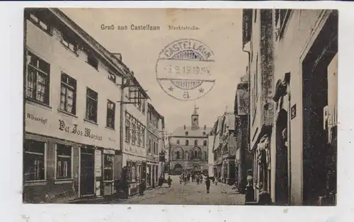 5448 KASTELLAUN, Marktstrasse, Wirtschaft & Handlung von Peter Josef Magnus, belebte Szene, 1919