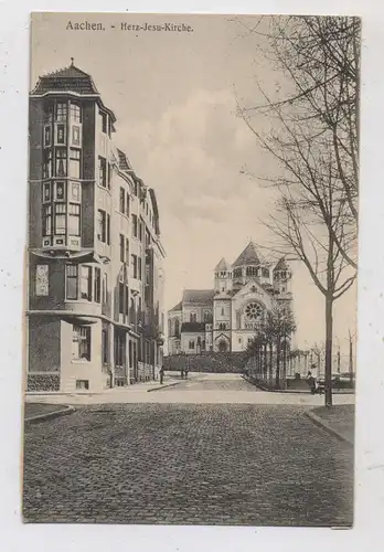 5100 AACHEN- BURTSCHEID, Herz - Jesu - Kirche, Strassenpartie, 1912