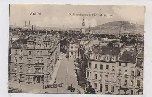 5100 AACHEN - BURTSCHEID, Schloßstrasse, Pferdestrassenbahn, Droschken, Christuskirche, 1908