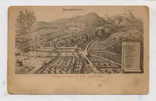F 68150 RIBEAUVILLE / RAPPOLTSWEILER, historische Ansicht aus dem 16. Jahrhundert, Druckstelle