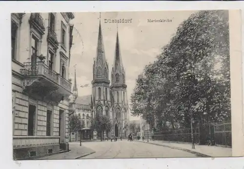 4000 DÜSSELDORF, Oststrasse, Marienkirche, Pferdefuhrwerk, 1910