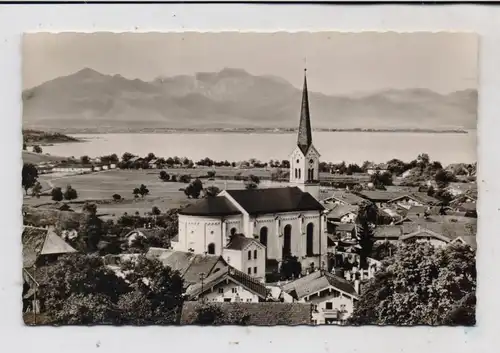 8226 CHIEMING, Dorfansicht mit Kirche, 1961