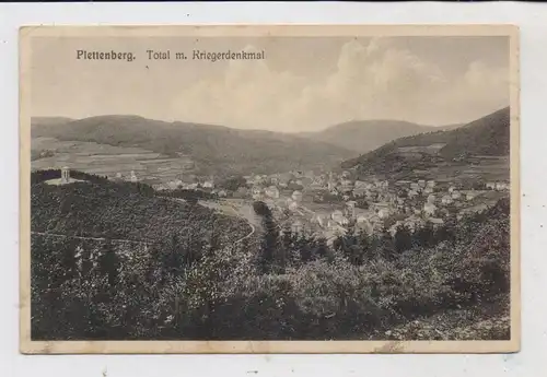 5970 PLETTENBERG, Gesamtansicht mit Kriegerdenkmal, 1926