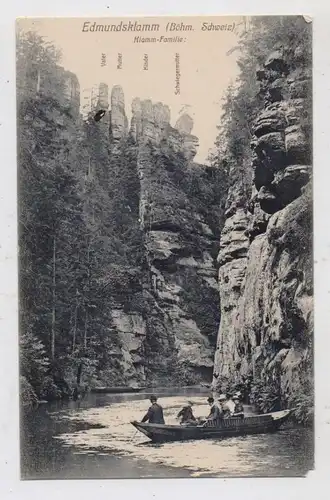 BÖHMEN & MÄHREN - HERRNSKRETSCHEN / HRENSKO, Edmundsklamm, Ruderpartie, kl. Eckmangel