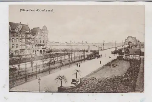 4000 DÜSSELDORF - OBERKASSEL, Auffahrt zur Rheinbrücke, Strassenbahn