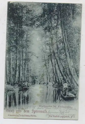 0-7551 ALT - ZAUCHE, Waldpartie bei Kannomühle, Kähne, 1898