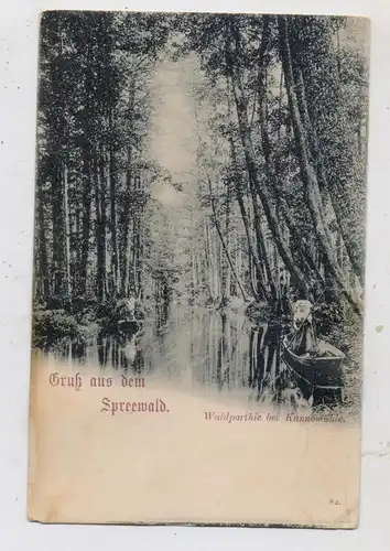 0-7551 ALT - ZAUCHE, Waldpartie bei Kannomühle, Kähne, ca. 1900