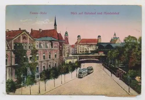 4300 ESSEN , Blick auf Bahnhof und Handelshof, Strassenbahn