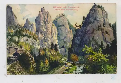 7824 HINTERZARTEN, Höllental, Partie beim Hirschsprung, Künstler-Karte, 1913