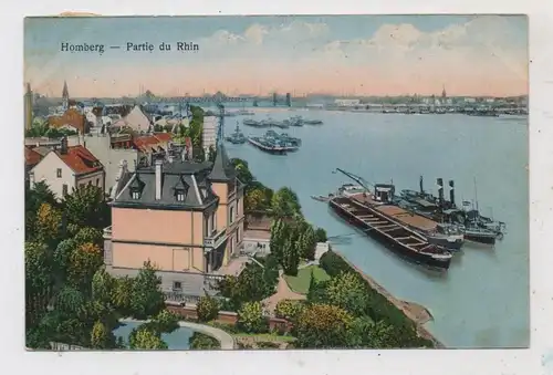 4100 DUISBURG - HOMBERG, Partie am Rhein, Frachtschiffe, 1923