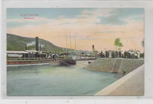 BINNENSCHIFFE - RHEIN, Personenschiff am Rüdesheimer Anleger, 1908, Trenkler