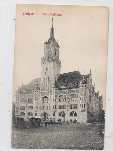 7000 STUTTGART, Neues Rathaus, Marktszene, 1907