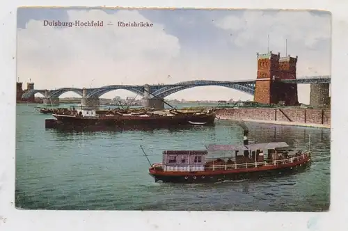 4100 DUISBURG - HOCHFELD, Rheinbrücke, Personenschiff / Frachtschiff