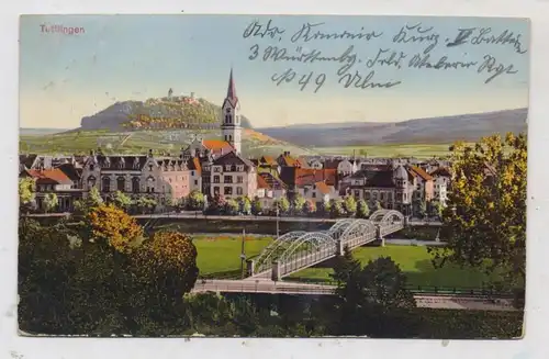 7200 TUTTLINGEN, Blick über die Donaubrücke, 1914 nach Ägypten befördert