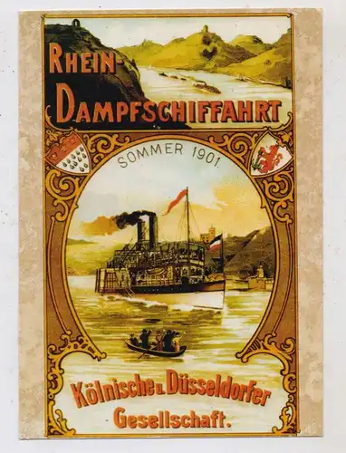 BINNENSCHIFFE - RHEIN, Köln-Düsseldorfer, Repro Fahrplan 1901