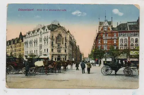 4000 DÜSSELDORF, Bismarckstrasse, Hotel BRISTOL, BAHNHOF - Hotel, Droschken, kl. Eckmangel