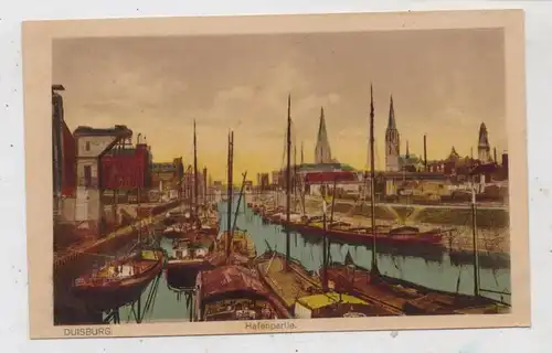 BINNENSCHIFFE - RHEIN, Frachtschiffe im Duisburger Hafen, 1923