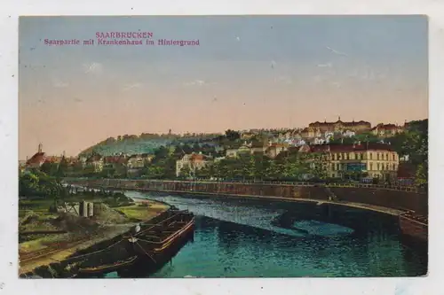 6600 SAARBRÜCKEN, Saarpartie, Krankenhaus, Frachtschiffe, 1919 Saint Avold - Paris Nachgebühr