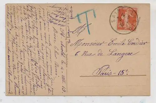 6600 SAARBRÜCKEN, Saarpartie, Krankenhaus, Frachtschiffe, 1919 Saint Avold - Paris Nachgebühr