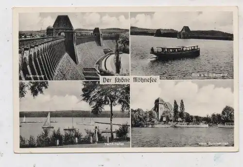 4773 MÖHNESEE - DELECKE, Haus Summermann, Yacht-Hafen, Sperrmauer, 1951, belg. Militärpost