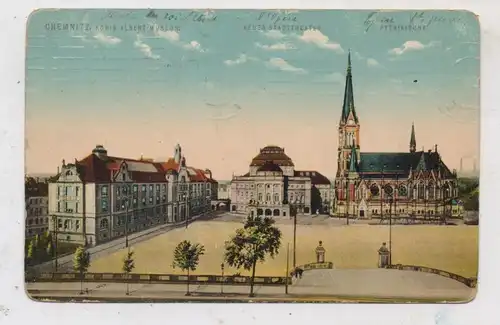 0-9000 CHEMNITZ, König Albert Museum, Neues Stadttheater, Petrikirche, 1910