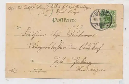 F 57260 DIEUZE / DUSS, Lithographie 1900, Mühlenstrasse, Generalkommando, Stadtansicht