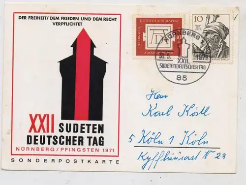 SUDETEN - 22. Sudetendeutscher Tag 1971 Nürnberg, Sonderpostkarte