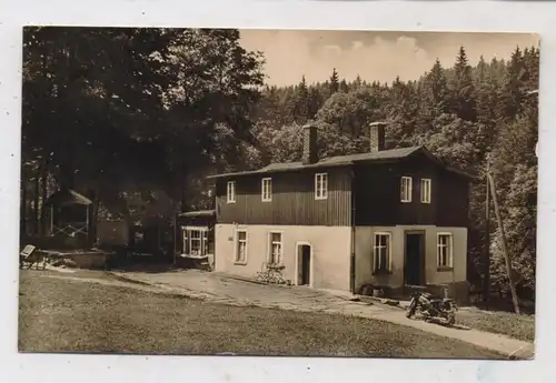 0-9704 FALKENSTEIN, Göltzschtalmühle, Motorrad,1959, Druckstelle