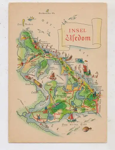 LANDKARTE / MAP,  INSEL USEDOM