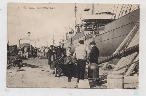 OZEANSCHIFF - FRACHT, Antwerpen Entladekai, rücks. Kleberest