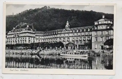 5427 BAD EMS, Kurhaus, Personenschiff am Anleger, 1954