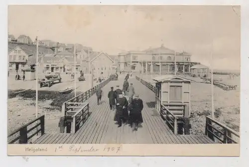 2192 HELGOLAND, 1906, belebte Szene am Seesteg, Seepost Hamburg - Helgoland, , Knackstedt & Näther, min. Einriss