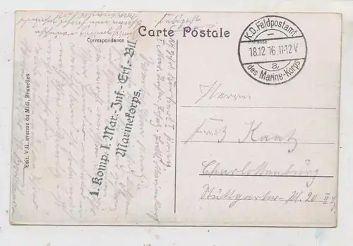 B 8400 OOSTENDE, Hafen, Fähre, deutsche Feldpost "Feldpostamt des Marine - Koprs, 1916