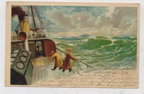 HALT GEGEN LICHT / Hold to light, Rettungswesen zur See, "Wrack in Sicht", Luna 2158, 1905