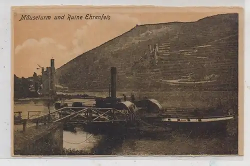 BINNENSCHIFFE - RHEIN, Frachtschiff  "OSNABRÜCK" am Binger Anleger, 1919