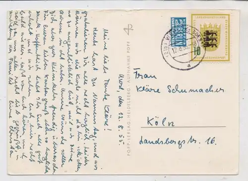 BUND - Michel  213, 10 Pfg. Landesausstellung, AK - Einzelfrankatur, 12.8.55