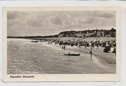 0-2242 ZINNOWITZ, Strandleben mit vielen Strandkörben, 1955