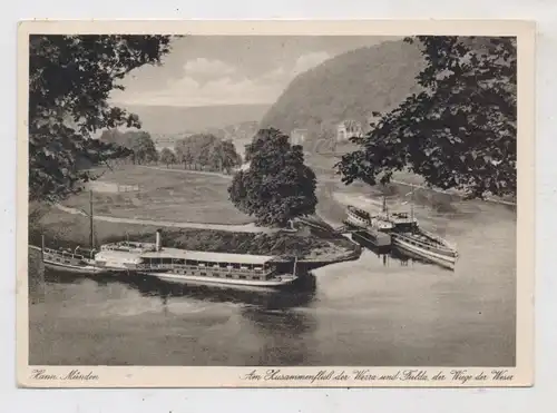 BINNENSCHIFFE - WESER / FULDA, Dampfer am zusammenfluß